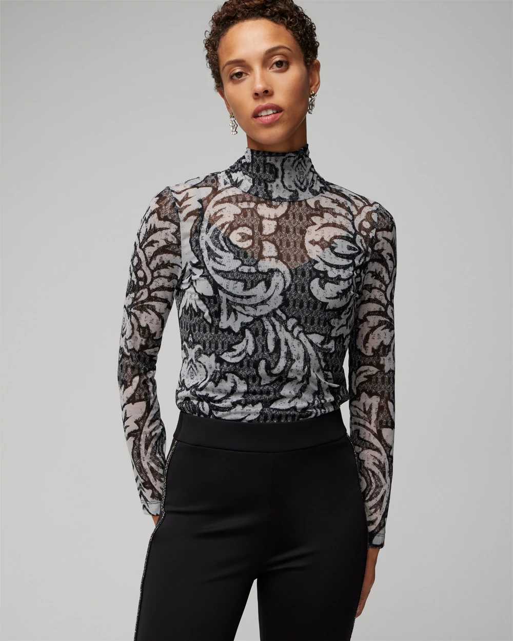 Long Sleeve Mesh Turtleneck White House Black Market